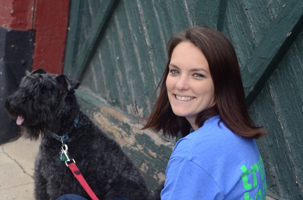 a girl with her dog