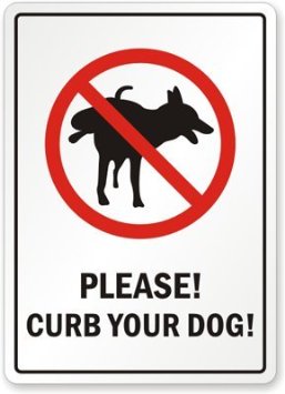 curb your dog sign